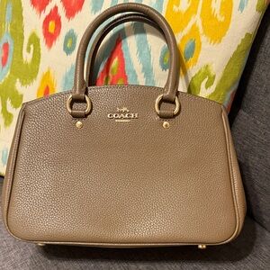 Coach Taupe Leather Satchel SAVANNAH dark stone NWT